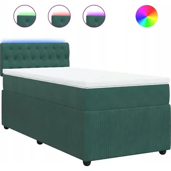 Postel Kontinentální postel tmavě zelená 200 x 100 x 100,5 cm s LED osvětlením
