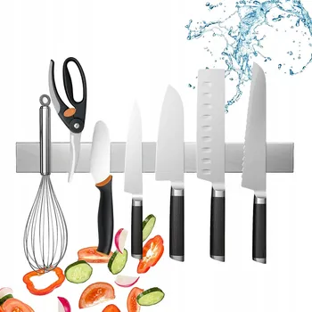 Stojan na nože MAGNETICKÁ kuchyňská lišta na nože na nože, dlouhé kovové náčiní, 40 cm