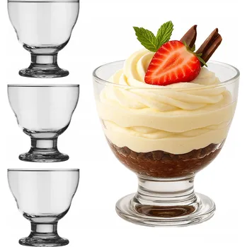 Sklenice Poháry na zmrzlinu na dezerty Klasické, stabilní, sada 3 ks 360 Ml