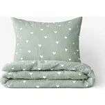 Goldea krepové povlečení - srdíčka na šalvějově zeleném 140 x 200 a 70 x 90 cm 227675388