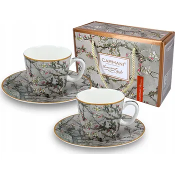 Carmani, 2x šálek na espresso s podšálkem VAN GOGH/Kvetoucí Mandloň, s
