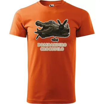 Pánské tričko Sablio Tričko s potiskem Bombardiro crocodilo - Italian Brainrot - oranžové S