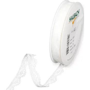 Stuha Krajková stuha květovaná bílá 13mm x 18m