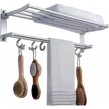 Držák na ručník DRŽÁK NA RUČNÍKY DO KOUPELNY S POLIČKOU A HÁČKY NA ŽUPANY LOFT