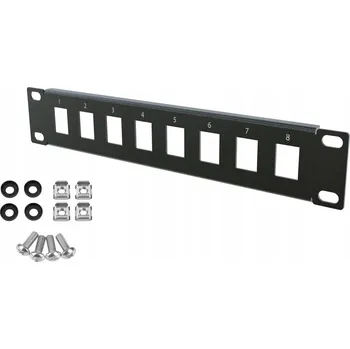 Patch panel Patch Panel RACK 10" 1U 8 Portů Černý Stalflex do Síťových Skříní RACK