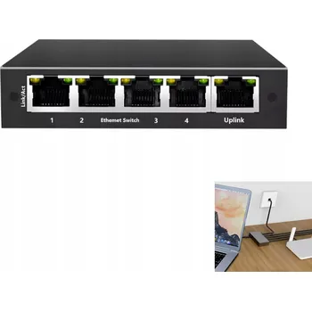 Switch Přepínač Switch 5-portový Gigabit Ethernet, propustnost 10 Gbps