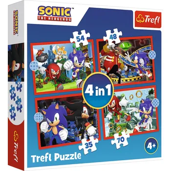 TREFL PUZZLE 4v1 Ježek Sonic Dobrodružná jízda 29x21cm 207 dílků skládačka | AS275