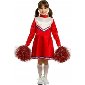 Karnevalový kostým KOSTÝM MALÁ ROZTLESKÁVAČKA ČERVENÁ S BAMBULKAMI PŘEVLEK KARNEVAL 110