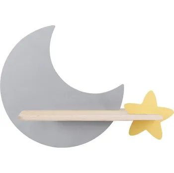Nástěnné svítidlo Dětské nástěnné LED světlo s poličkou MOON - 5W, 4000K (denní bílá), šedé / žluté
