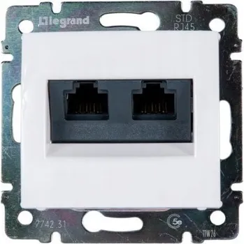 Elektrická zásuvka LEGRAND DVOJITÁ POČÍTAČOVÁ ZÁSUVKA 2xRJ45 KAT. 5E UTP BÍLÁ VALENA 774231