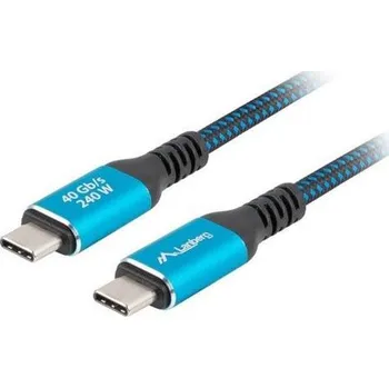 Datový kabel Lanberg KABEL USB-C M/M 4.0 1,5 M 240W 8K 60HZ ČERNO-MODRÝ CA-CMCM-45CU-0015-BK