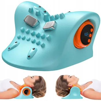 Masážní přístroj MASÁŽNÍ PŘÍSTROJ NA KRK A ŠÍJI EMS S NAHŘÍVÁNÍM PŘENOSNÝ Modrý