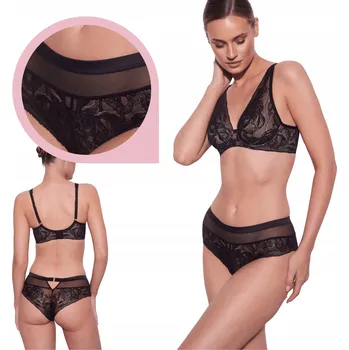 Kalhotky Alles FROZEN BLACK Kalhotky Brazilské lesklé krajkové kalhotky - L