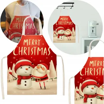Kuchyňská zástěra VÁNOČNÍ KUCHYŇSKÁ ZÁSTĚRA NA SVÁTKY DÁREK ZÁSTĚRKA MIKULÁŠ SNĚHULÁK
