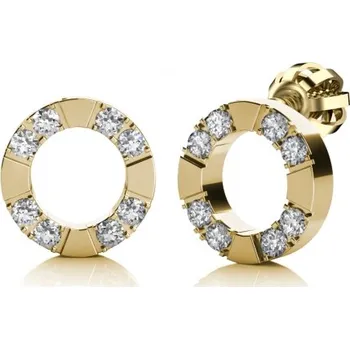 Náušnice Couple, Kulaté pecky Lara, žluté zlato se zirkony, 585-68-3-0464.0Z00.0.00.001.05