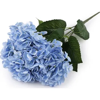 Umělá kytice hortenzie - 4 modrá světlá