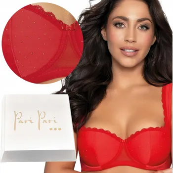 Podprsenka Paripari podprsenka bardotka, balkonetka červená velikost 85F