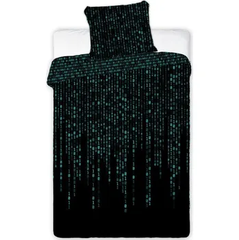 Povlečení Bavlněné svítící povlečení Young 032 160x200 cm + 70x80 cm černé
