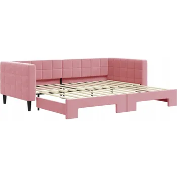 Pohovka VidaXL Rozkládací pohovka, růžová, 90x200 cm, samet