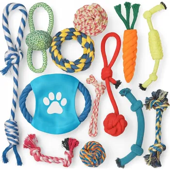 Hračka pro psa HRAČKA PRO PSY SADA PROVÁZKŮ PŘETAHOVADLO MÍČEK DISK KOUSÁTKO KRUH 12 DÍLŮ