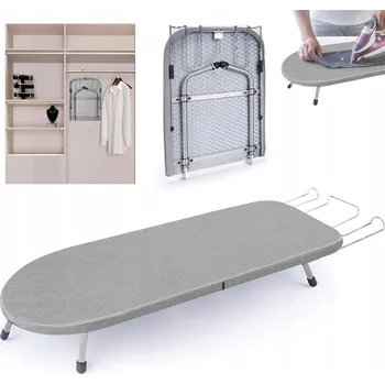 Žehlicí prkno ŽEHLICÍ PRKNO SKLÁDACÍ 81X30CM S PODSTAVCEM A HÁKEM NA ZAVĚŠENÍ ŠEDÉ