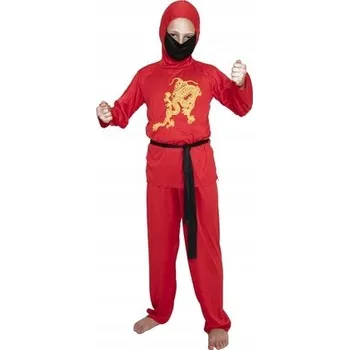 Karnevalový kostým Kostým pro děti Kostým Ninja červený, velikost 120-130 cm