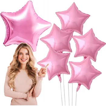 Party dekorace SADA VELKÝCH RŮŽOVÝCH BALÓNKŮ HVĚZDIČKY DEKORACE NAROZENINY 2 KS PASTELOVÉ BALÓNKY