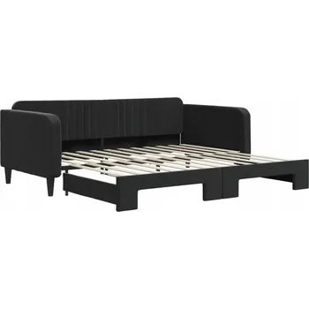 Pohovka VidaXL Rozkládací pohovka, černá, 100x200 cm, samet