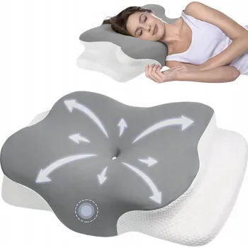 Polštář Ortopedický polštář Profilovaný Memory 60x13x39 cm šedo-bílý Paměťová pěna