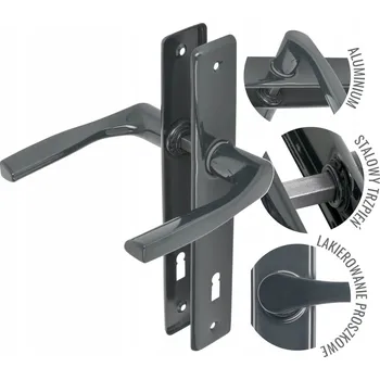 Dveřní kování KLIKA KE DVEŘÍM ZÁMEK 90 NA KLÍČ GRAFIT GRAFITOVÁ ADGO