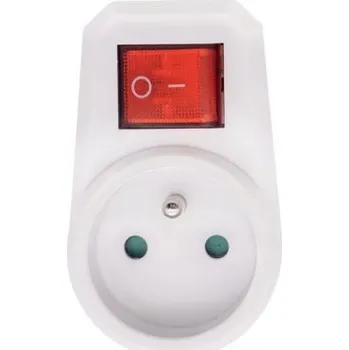 Elektrická vidlice Zásuvka průběžná s vypínačem Solight P96 bílá 10A. Spínaný nulový vodič