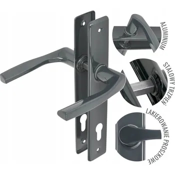 Dveřní kování KLIKA DVEŘNÍ PRO DVEŘE 72 NA VLOŽKU GRAFIT ADGO