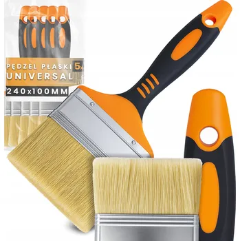 Malířský štětec 5x PLOCHÝ ŠTĚTEC 100mm UNIVERZÁLNÍ MALÍŘSKÝ na Stěny Dřevo Laky Barvy Z1-T