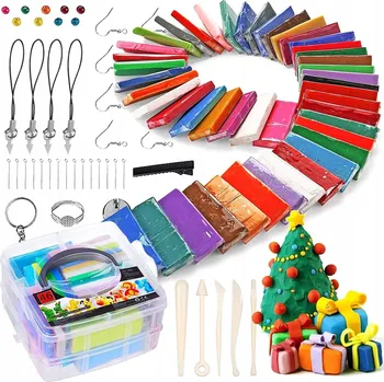 Modelovací hmota PĚNOVÁ PLASTELÍNA POLYMEROVÁ HLÍNA PLASTELÍNA 46 KOL SET + PŘÍSLUŠENSTVÍ MODELÍNA
