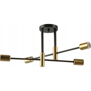 ZÁVĚSNÉ STROPNÍ SVÍTIDLO ČERNÉ 6 RAMENNÉ S PATICEMI E27 BEZ STÍNIDEL