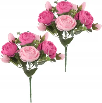 umělá květina Umělé květy 2 ks kytice pivoňky růžové dekorativní do vázy větvička