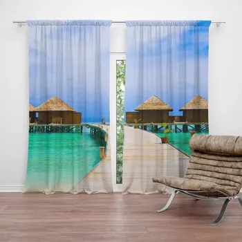 Závěs Sablio Závěs Bungalovy na moři: 2ks 140x250cm