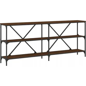 Konferenční stolek Konzolový stolek hnědý dub 180 x 30 x 75 cm s železným rámem