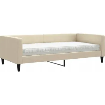 Obývací pokoj Rozkládací pohovka s matrací na spaní, krémová, 100x200 cm, látková