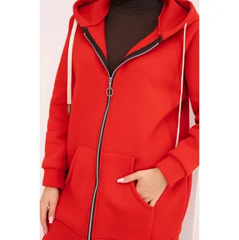 Dámská mikina Zateplená dámská mikina s kapucí a zipem červená UNI