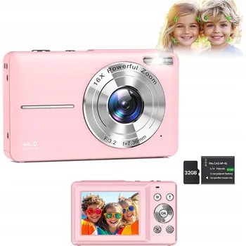 Digitální fotoaparát DIGITÁLNÍ FOTOAPARÁT HD S 16X ZOOMEM A FUNKCÍ WEBOVÉ KAMERY PRO DĚTI - RŮŽOVÝ