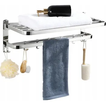 Držák na ručník DRŽÁK NA RUČNÍKY DO KOUPELNY S POLIČKOU A HÁČKY NA ŽUPANY LOFT