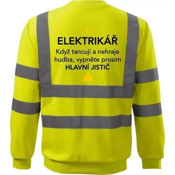 Pánská mikina Elektrikář - hlavní jistič - Nápis na zádech - Reflexní mikina - M ( Neonově žlutá )