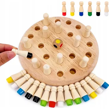 Dřevěná hračka Paměťová puzzle pro děti – přiřazování barev ze dřeva