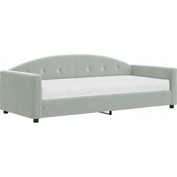 Ložnice VidaXL Pohovka s matrací na spaní, světle šedá, 90x200 cm, samet