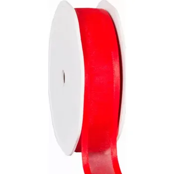 Stuha Organza se saténovým lemem 25 mm x 25 m červená