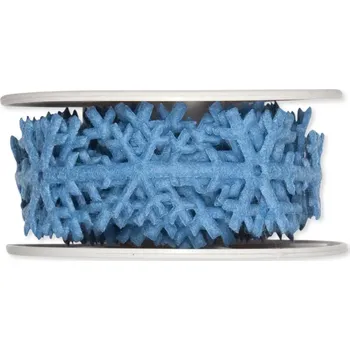 Stuha Filcová stuha s vločkami modrá 25mm x 2m