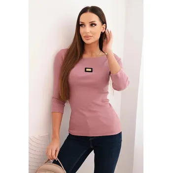 Dámská halenka Dámská pruhovaná blůza s 3/4 rukávem a ozdobným nášivkem tmavě růžová UNI