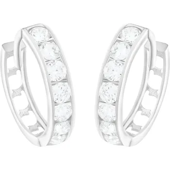 Náušnice GEMMAX Náušnice kroužky z bílého zlata se zirkony Ø 13 mm – zlatý šperk ryzosti 585/1000 v Dárkovém balení s Certifikátem GLEWB-13-02516