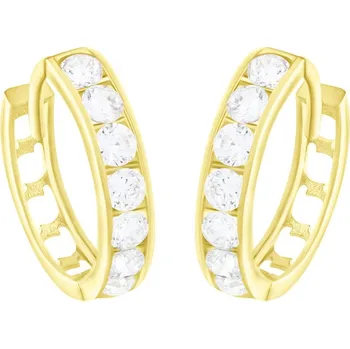 Náušnice GEMMAX Zlaté náušnice kroužky se zirkony Ø 13 mm – zlatý šperk ryzosti 585/1000 v Dárkovém balení s Certifikátem GLEYB-13-02515